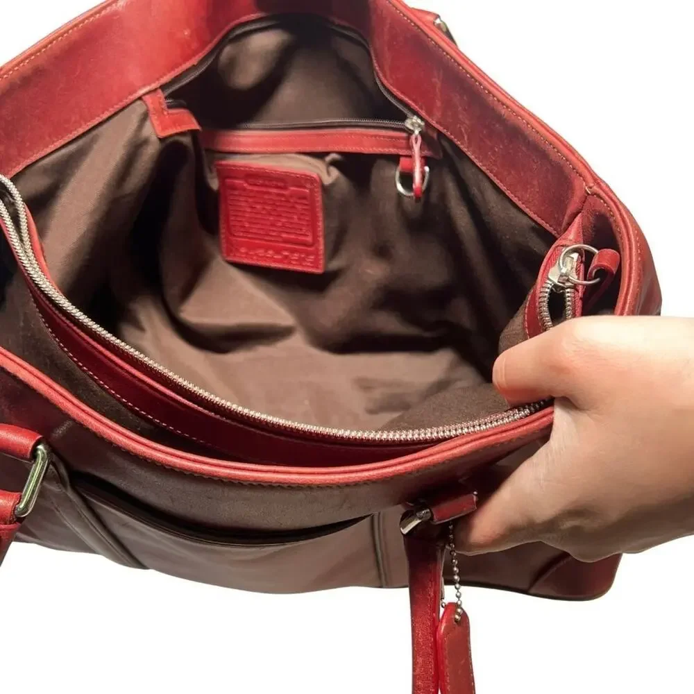 Vintage Coach Hampton Leather Tote Bag 7515 Red Cherry Great Condition Work Tote